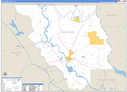 Red River County Wall Map Basic Style
